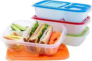 Original Stackable Lunch Boxes - Reusable 3-Compartment Food Containers for Kids