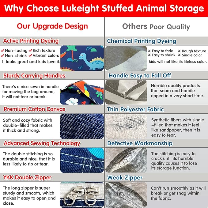 Lukeight Stuffed Animal Storage Bean Bag Chair Cover for Kids, Dinosaur Zipper Beanbag Chair Cover