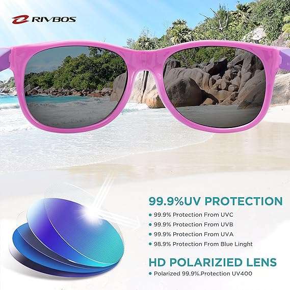 Kids Sunglasses Polarized UV Protection Flexible Rubber Glasses Shades with Strap for Boys Girls