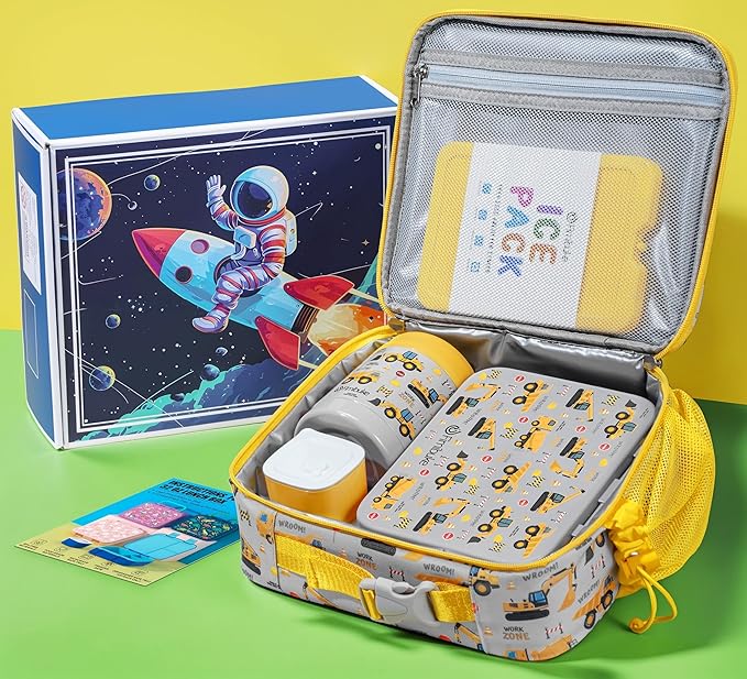Kids Bento Box with Insulated Lunch Bag, Food Jar & Ice Pack Set
