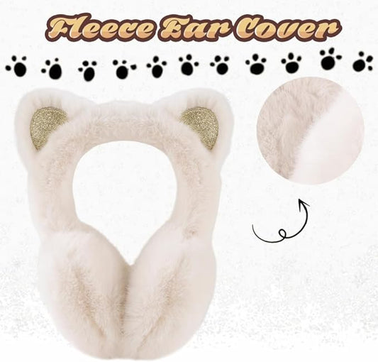 Peecabe Winter Kids Earmuffs Warm Girl Ear Muffs For Toddler Kid Children Earmuff with Cat Ears