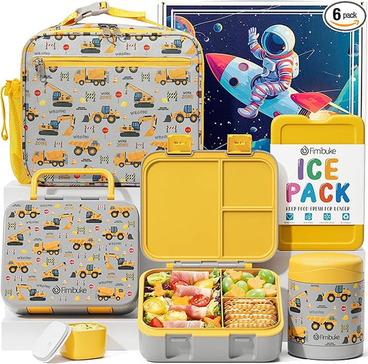 Kids Bento Box with Insulated Lunch Bag, Food Jar & Ice Pack Set