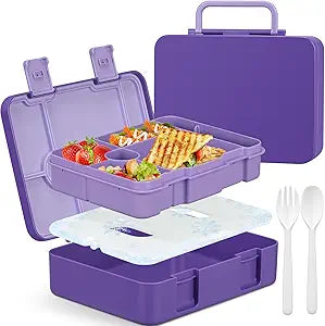 Bento Box for Kids, Chill Lunch Box with Reusable Ice Pack, Leak-proof 5-Compartment Bento Lunch Container