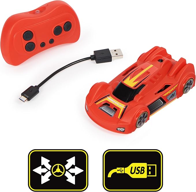 Zero Gravity Sprint RC Car Wall Climber, Red USB Micro B Rechargeable Indoor Wall Racer.