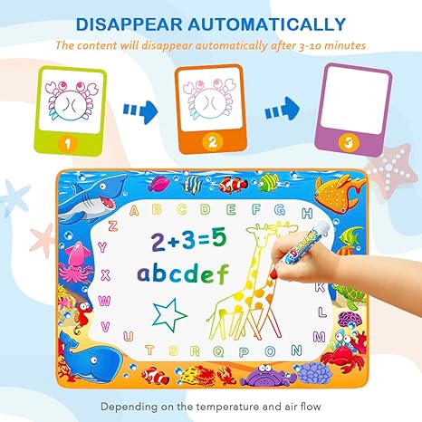 Water Doodle Mat - Kids Painting Writing Color Doodle Drawing Mat Toy Bring Magic Pens Educational Toys