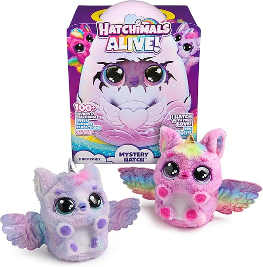 Hatchimals Alive, Mystery Hatch Pufficorn, Surprise Interactive Toy & Egg with Mist, Lights & Sounds