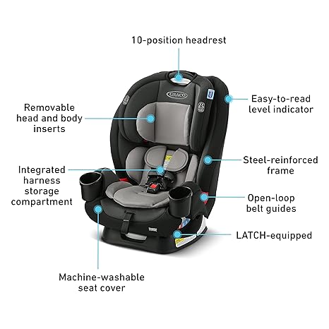 TriRide 3-in-1 Convertible Car Seat - Highback Booster, Forward & Rear Facing modes