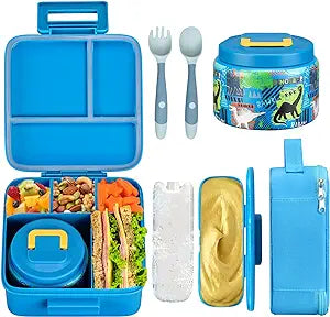 Bento Lunch Box for Kids With 8oz Soup thermo,Leak-proof Lunch Containers with 5 Compartment