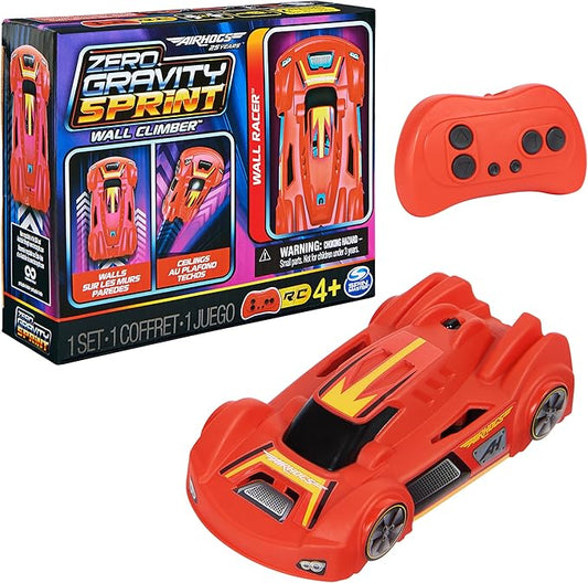 Zero Gravity Sprint RC Car Wall Climber, Red USB Micro B Rechargeable Indoor Wall Racer.