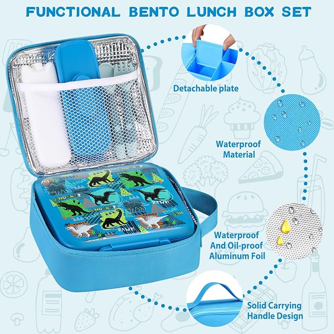 Bento Lunch Box for Kids With 8oz Soup thermo,Leak-proof Lunch Containers with 5 Compartment